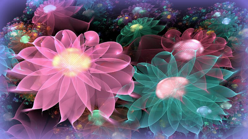 Glowing Fractal Flowers — Pink, Ethereal