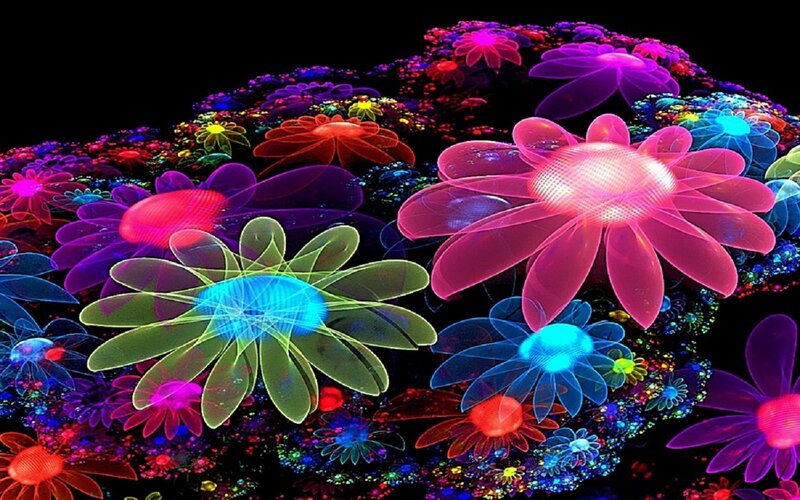 Glowing Fractal Flowers — Pink