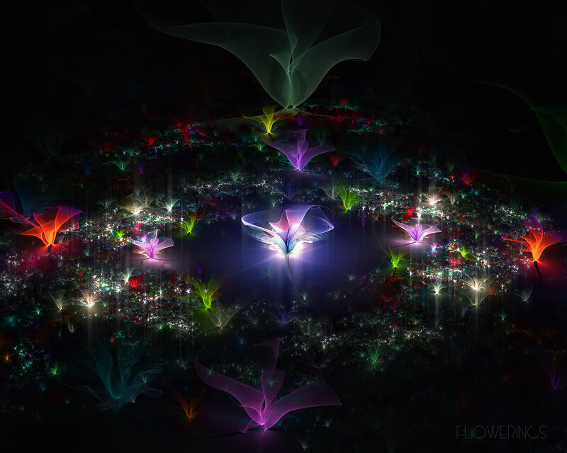Glowing Fractal Flowers — Purple, Dreamy
