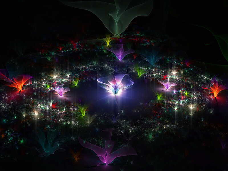 Glowing Fractal Flowers — Purple, Ethereal