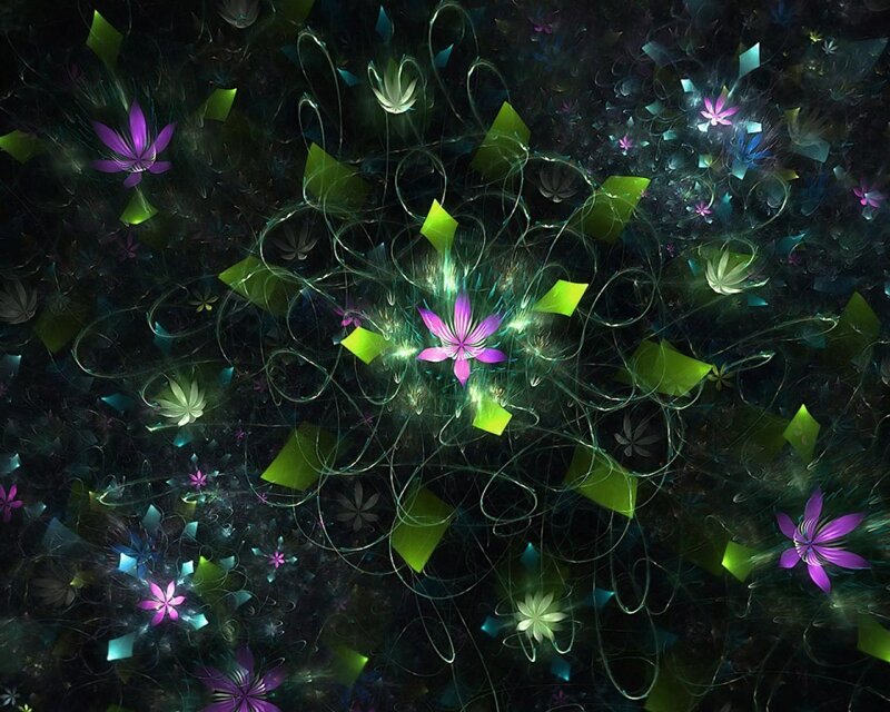 Glowing Fractal Flowers — Purple, Mystical