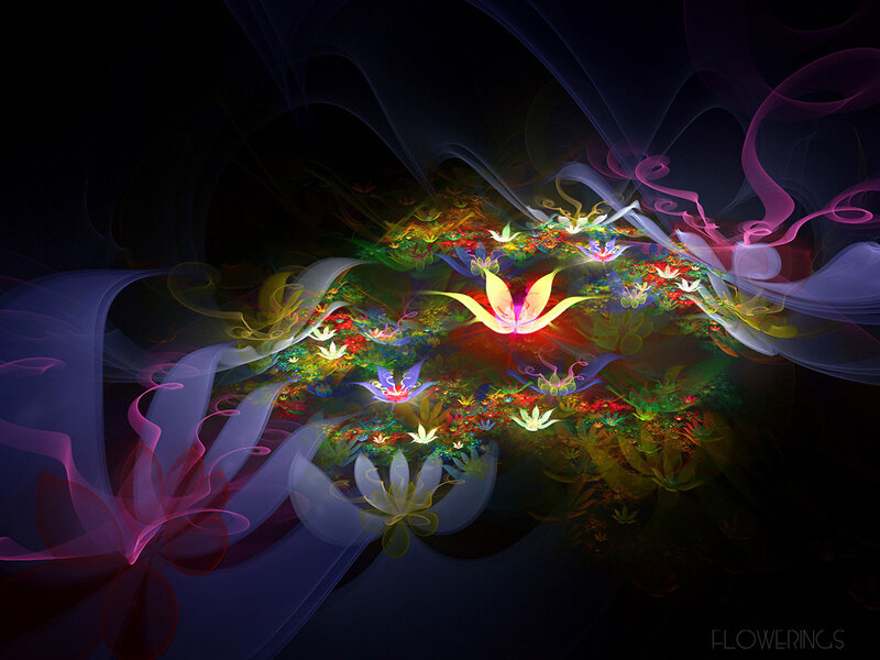 Glowing Fractal Flowers — Purple