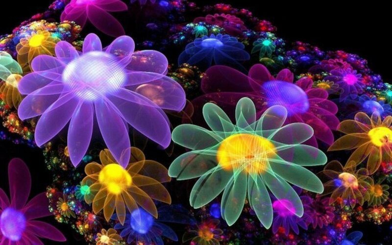 Glowing Fractal Flowers — Purple, Vibrant
