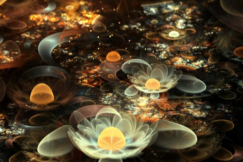 Glowing Fractal Flowers — White
