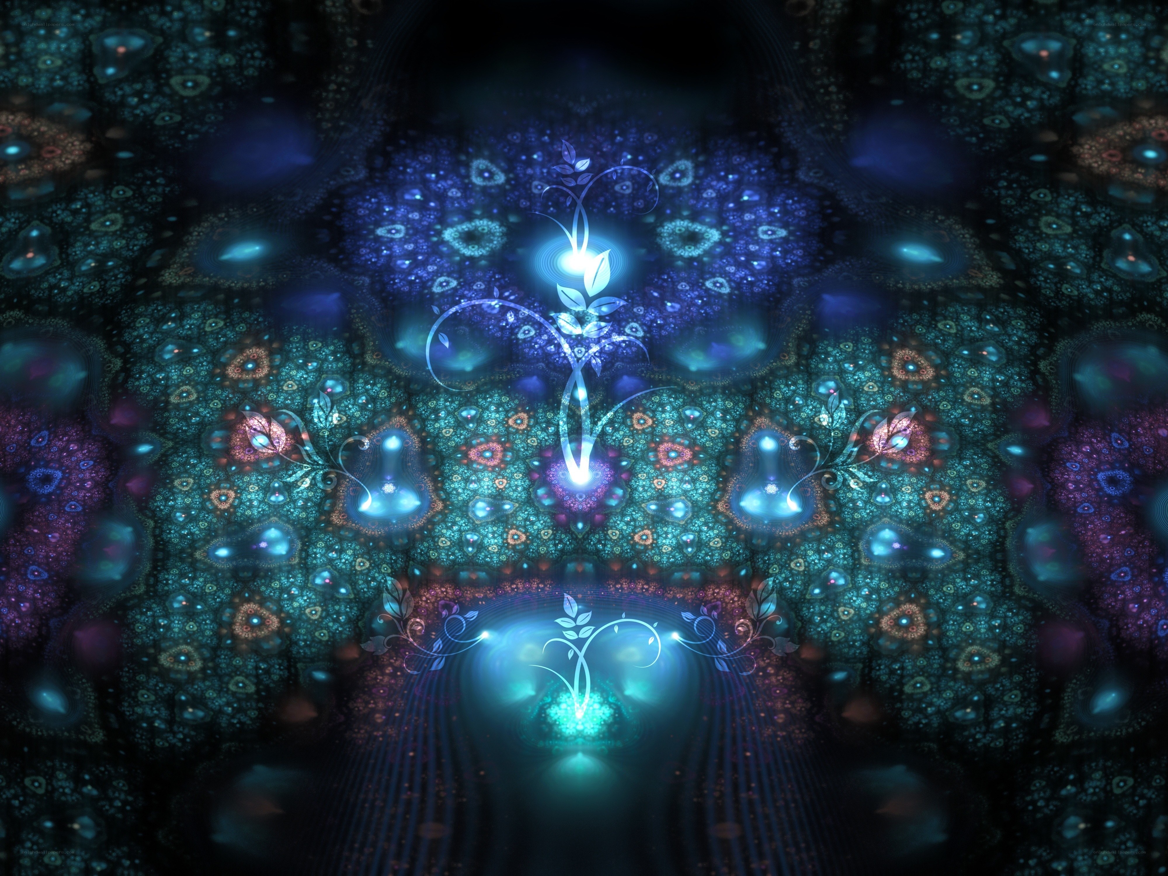 glowing fractal plant design