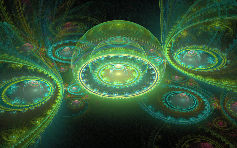 Glowing Fractal Spheres — Green