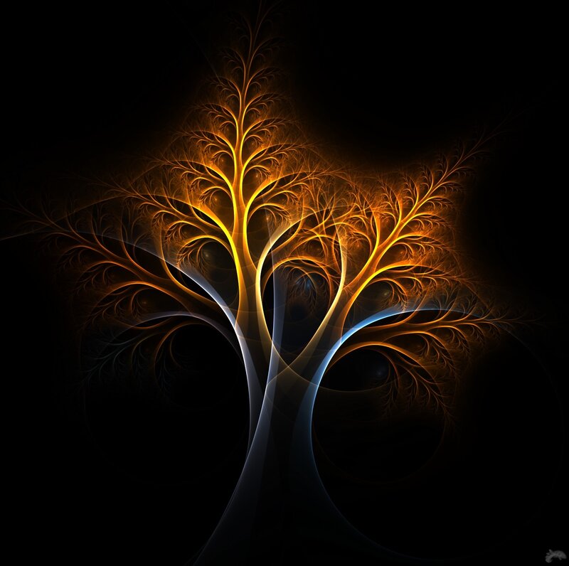 Glowing Fractal Tree — Black