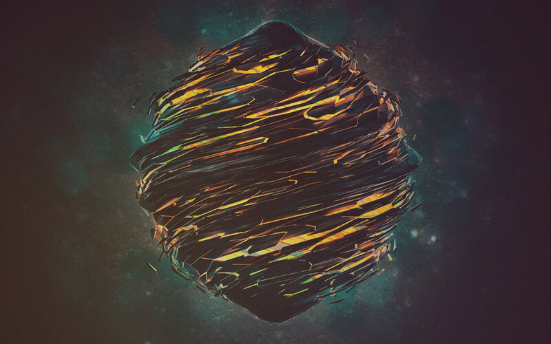 Glowing Fractured Sphere — Black