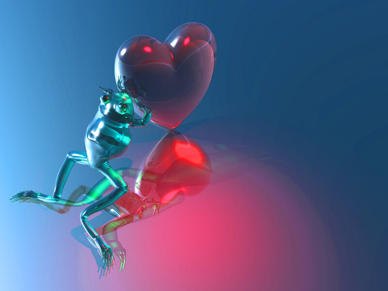 Glowing Frog Holding Heart