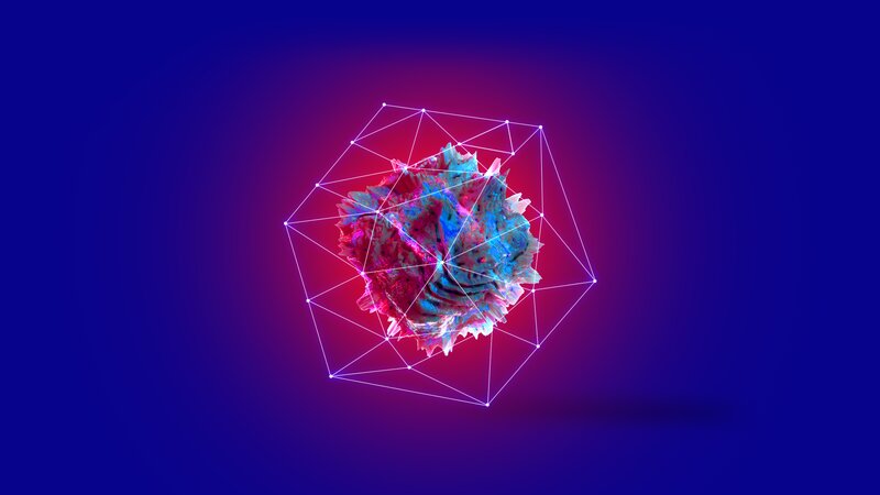 Glowing Geometric Sphere — Blue, Futuristic