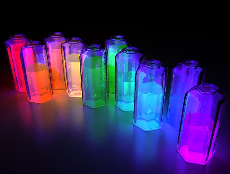Glowing Glass Bottles
