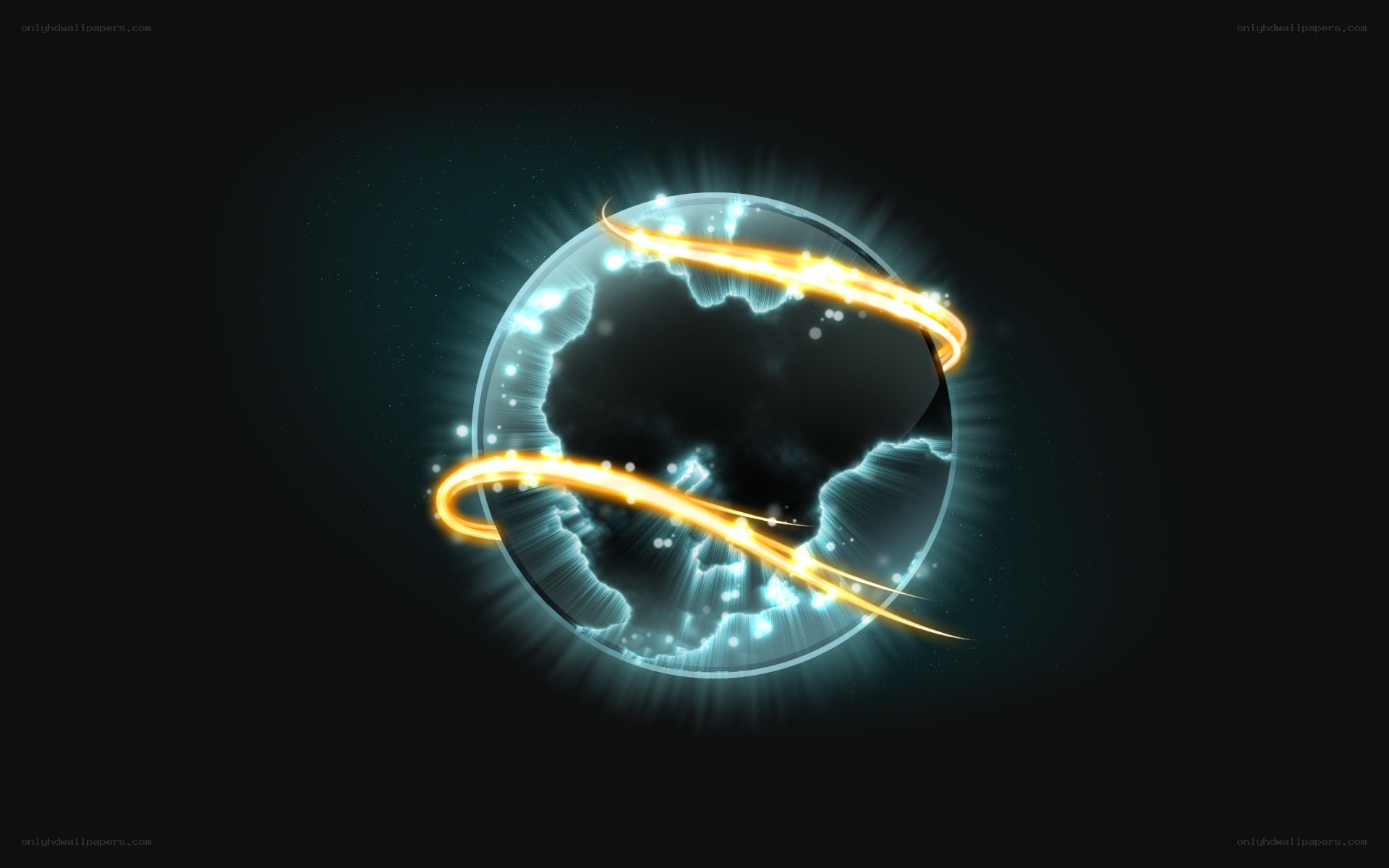 glowing globe with energy rings