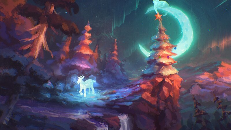 Glowing Goat in Forest