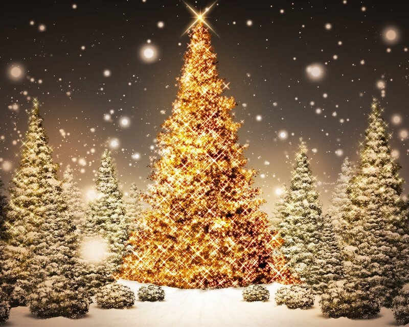 Glowing Golden Christmas Tree — Gold, Festive