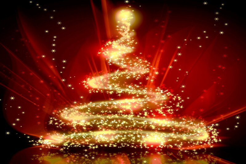 Glowing Golden Christmas Tree — Red