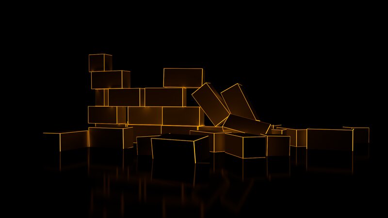 Glowing Golden Cubes