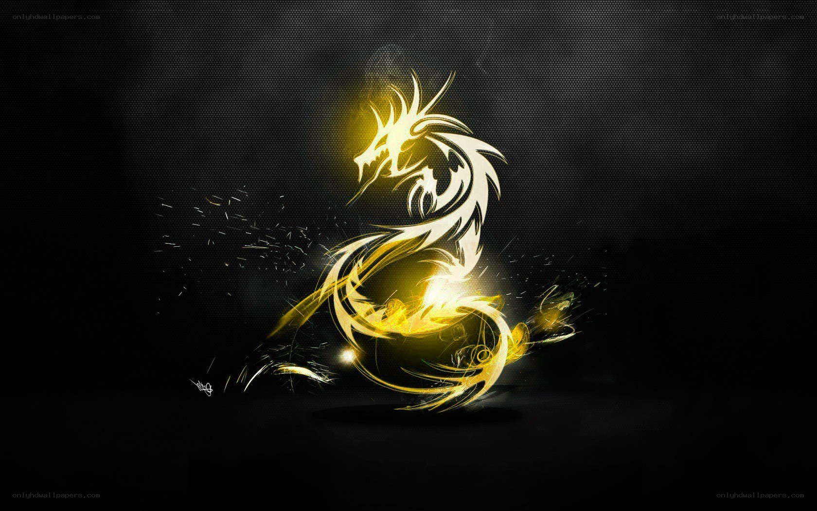 glowing golden dragon art