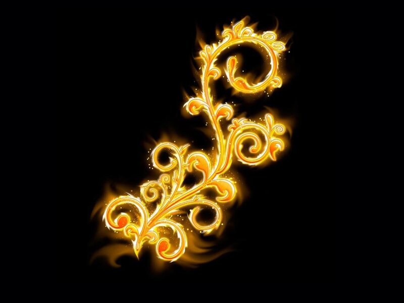 glowing golden floral design