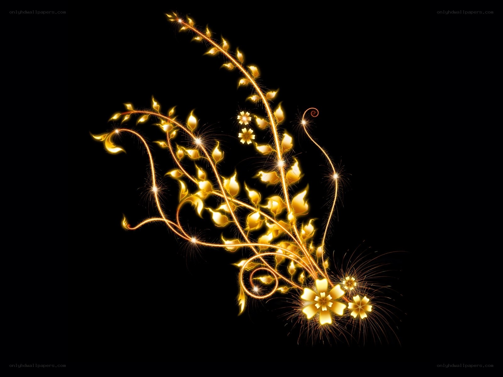 glowing golden floral design