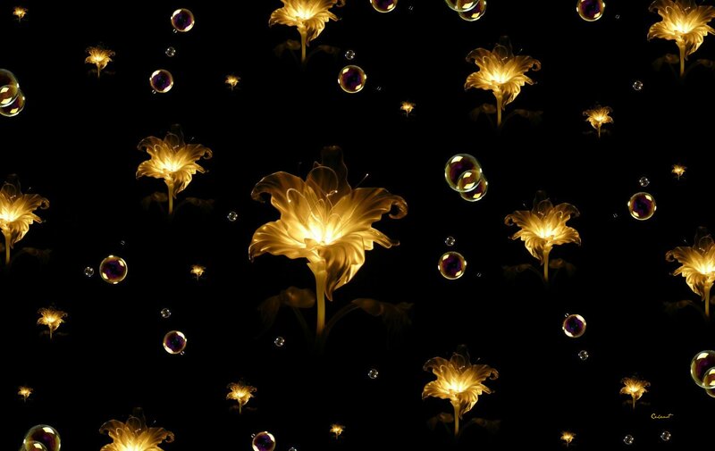 Glowing Golden Flowers — Black