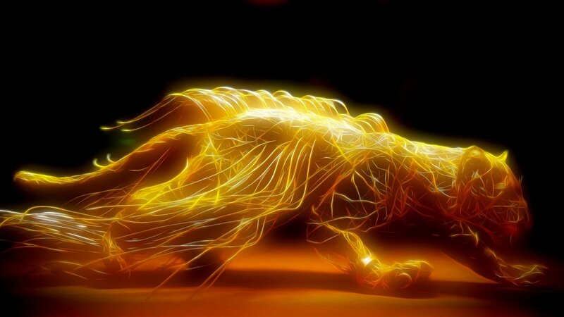 glowing golden panther