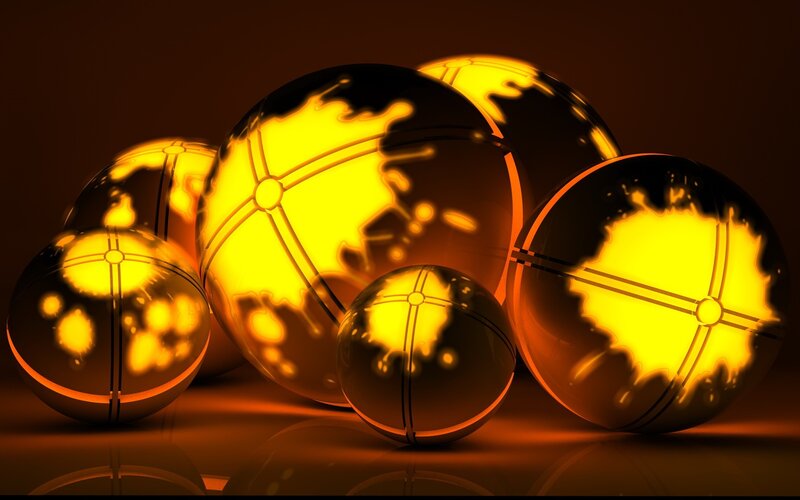 Glowing golden spheres