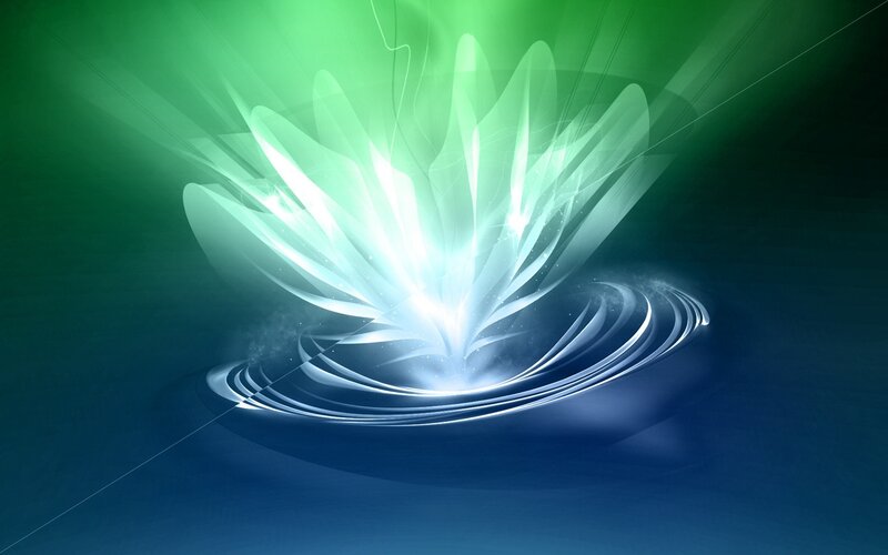 glowing green abstract flower