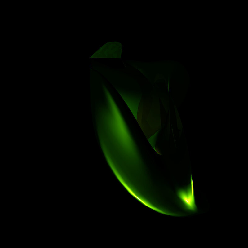 glowing green abstract shape