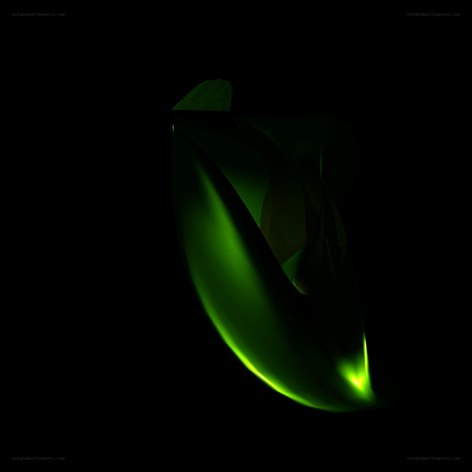 glowing green abstract shape