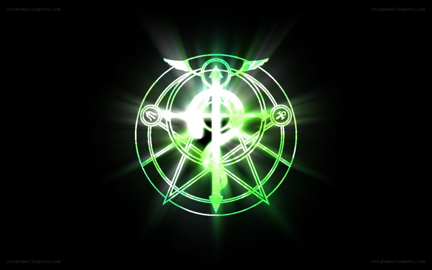 glowing green alchemy symbol