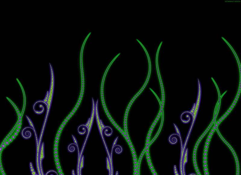 glowing green and purple vines