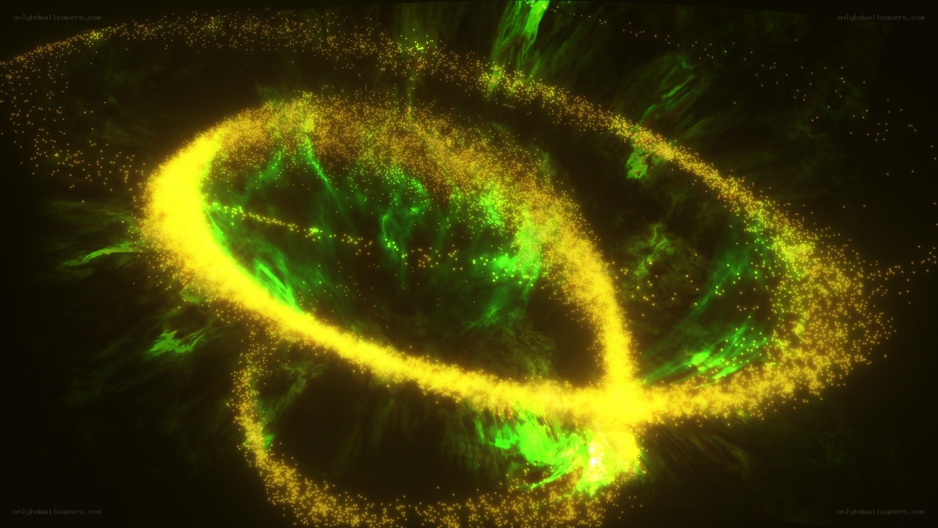 glowing green and yellow nebula