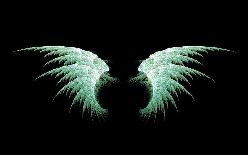 Glowing Green Angel Wings — Mystical
