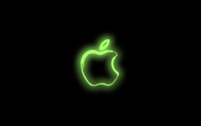 Glowing Green Apple Logo — Minimalist