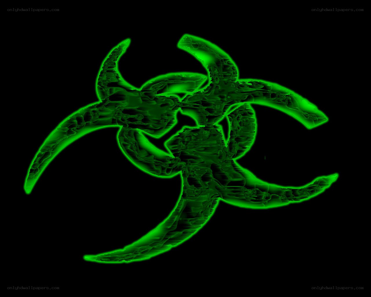 glowing green biohazard symbol