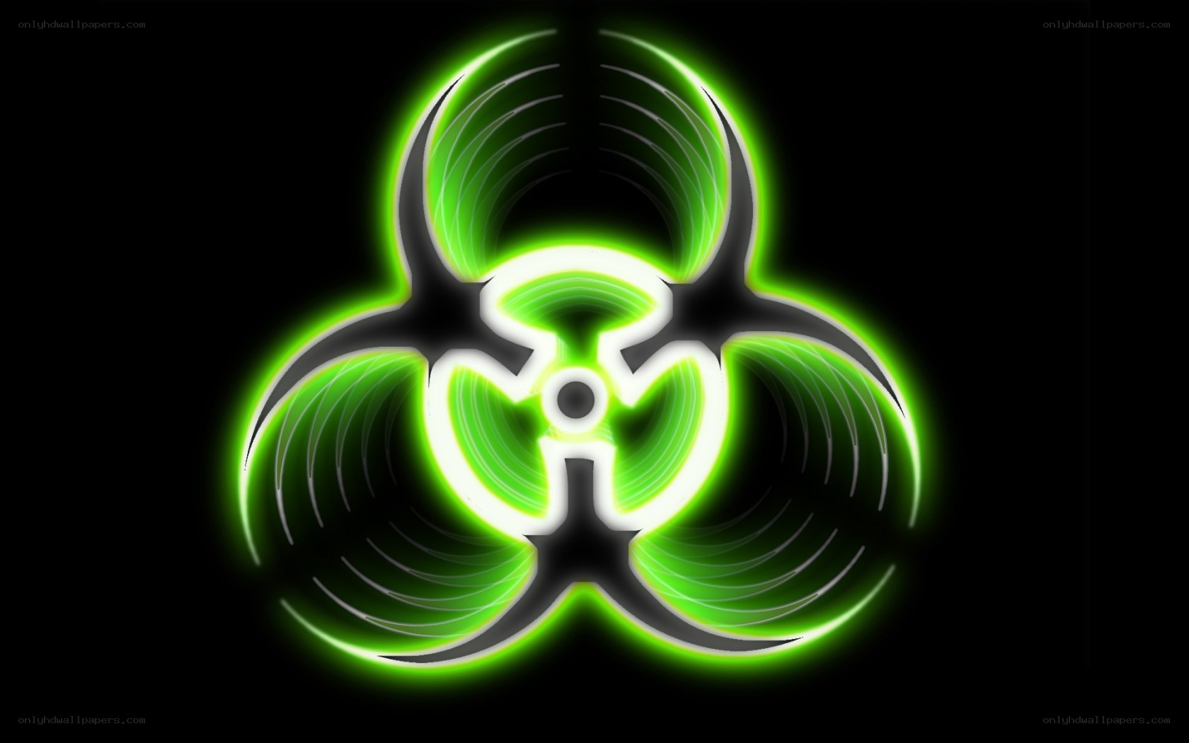 glowing green biohazard symbol