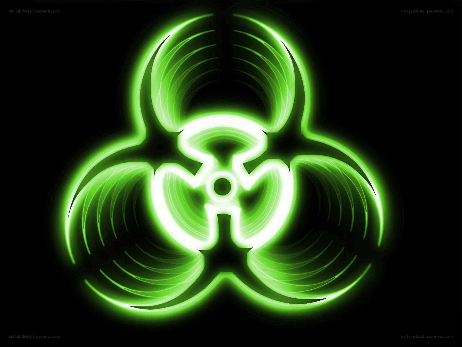 glowing green biohazard symbol