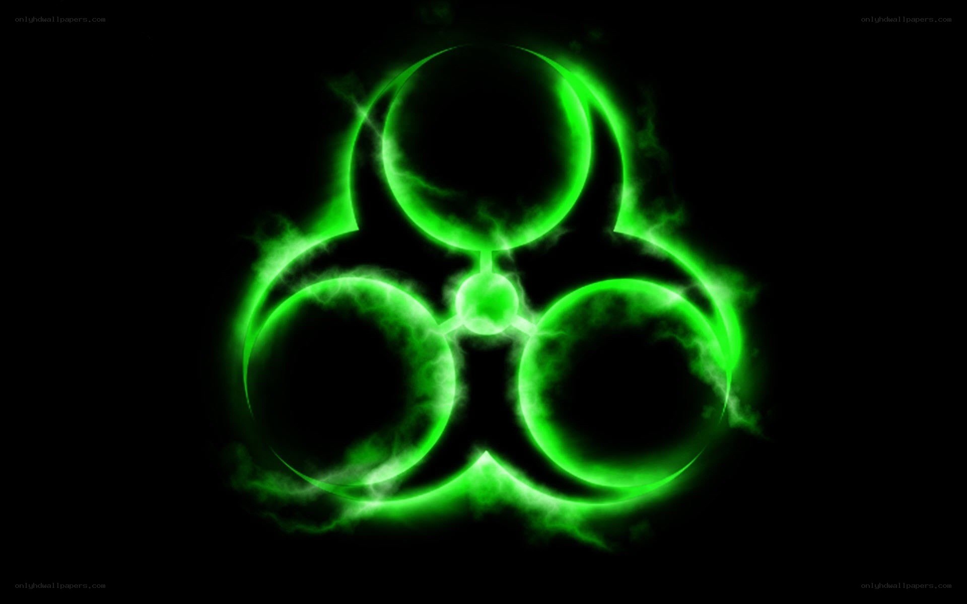 glowing green biohazard symbol