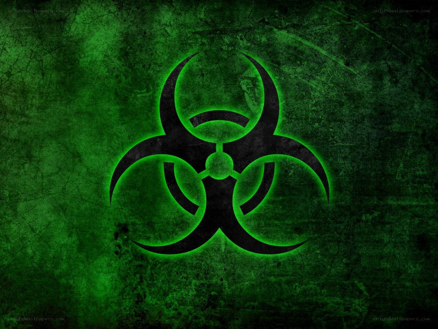 glowing green biohazard symbol