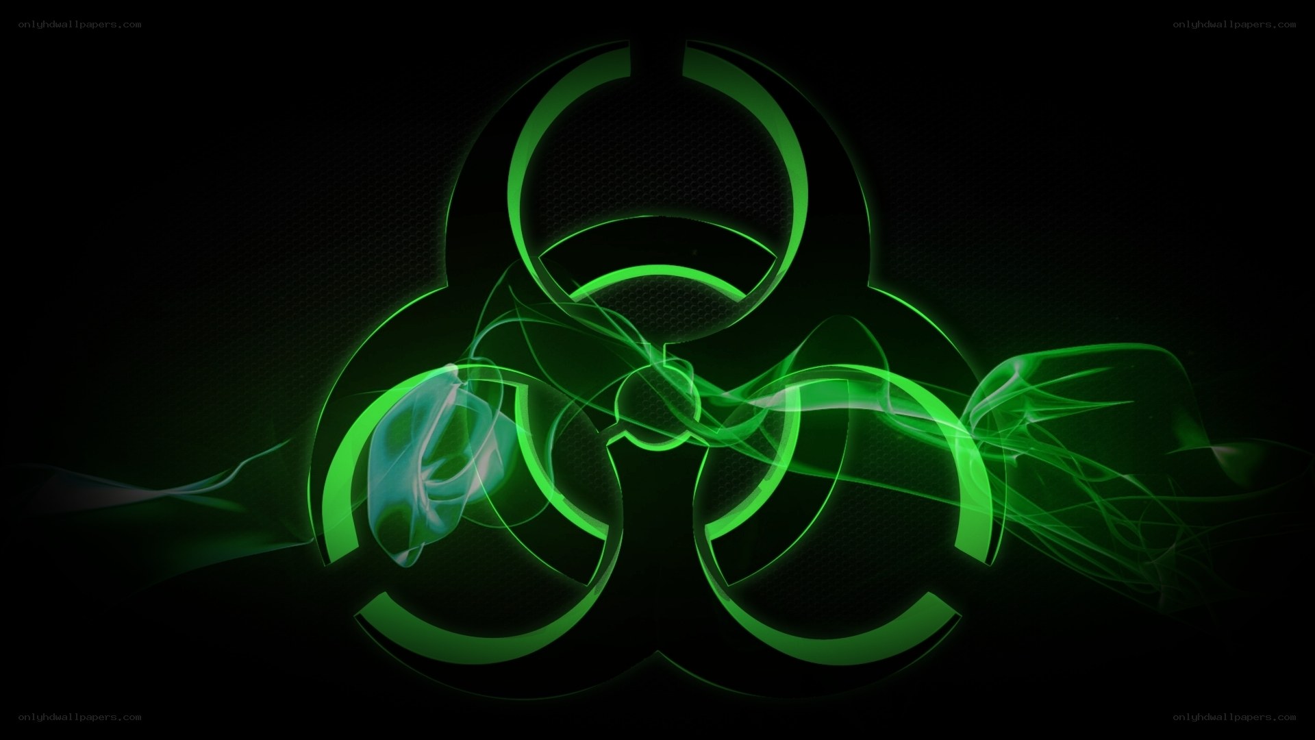 glowing green biohazard symbol