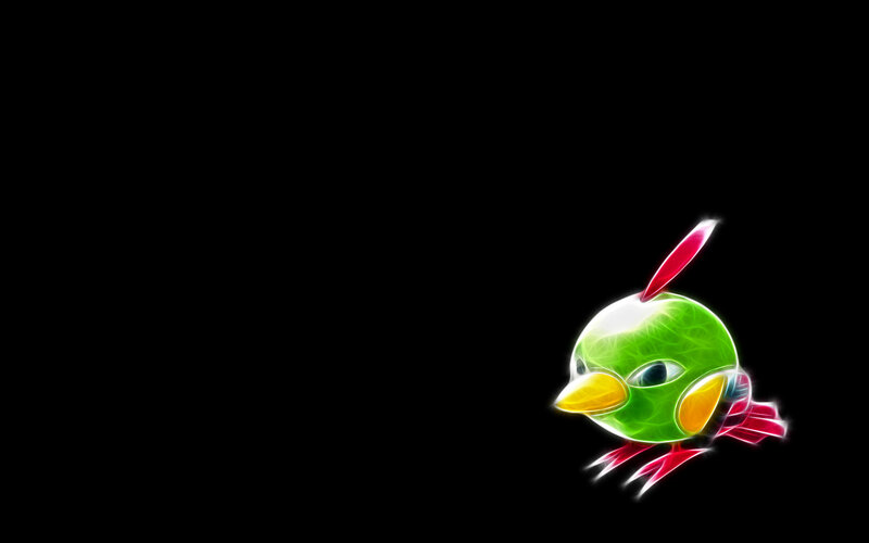 glowing green bird character