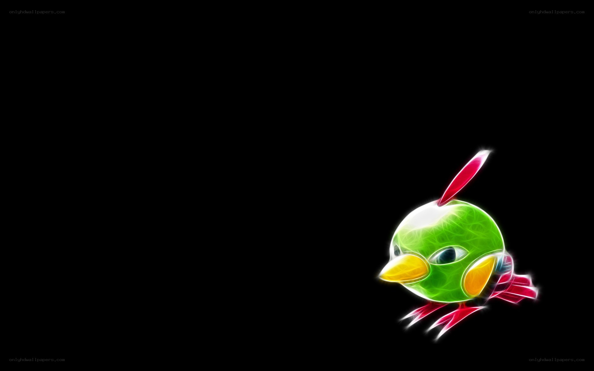 glowing green bird character
