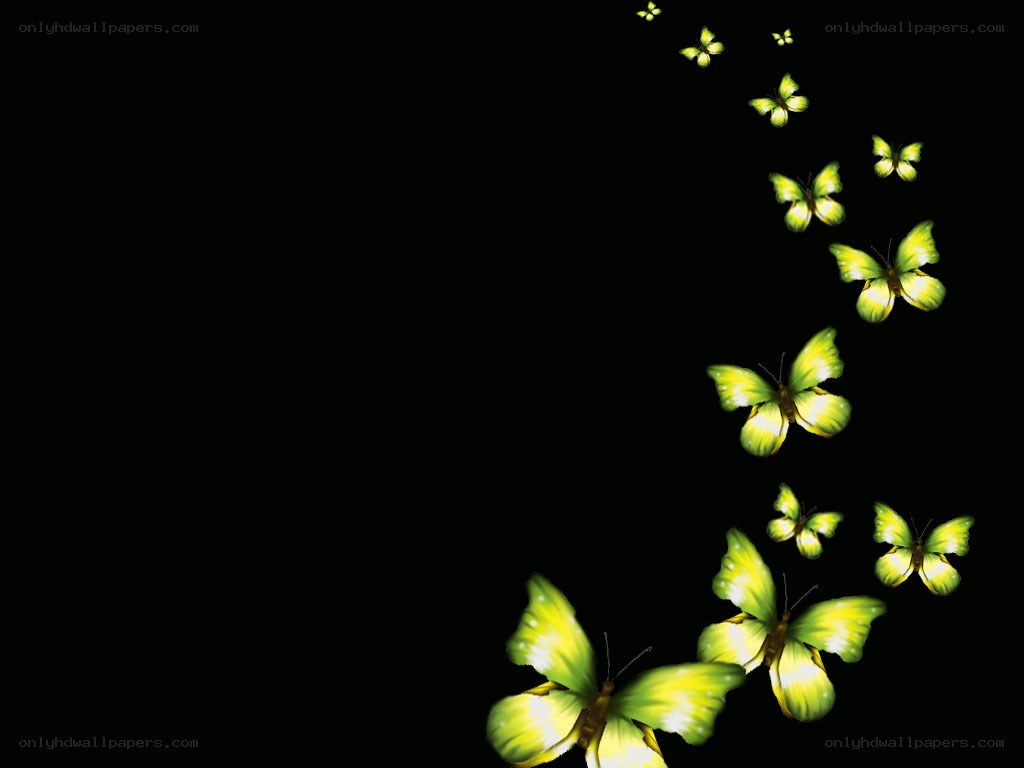 glowing green butterflies