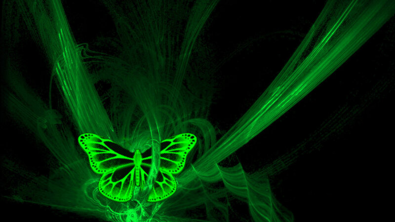 Glowing Green Butterfly — Mystical, Digital Art