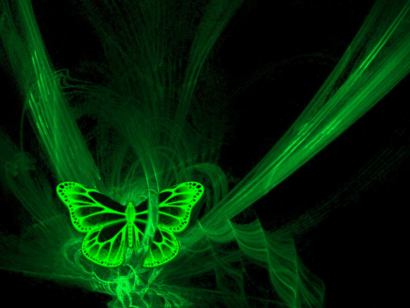 Glowing Green Butterfly — Mystical, Night, Digital Art
