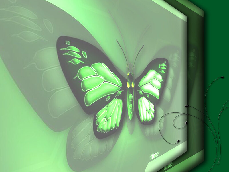 Glowing Green Butterfly — Serene