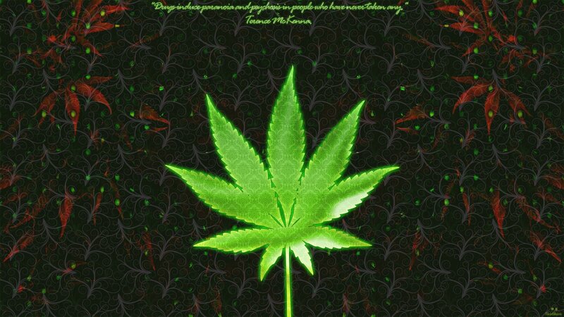 Glowing Green Cannabis Leaf — Dark
