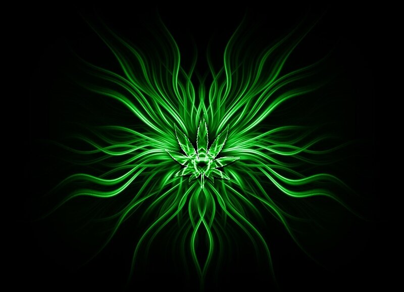 Glowing Green Cannabis Leaf — Energetic
