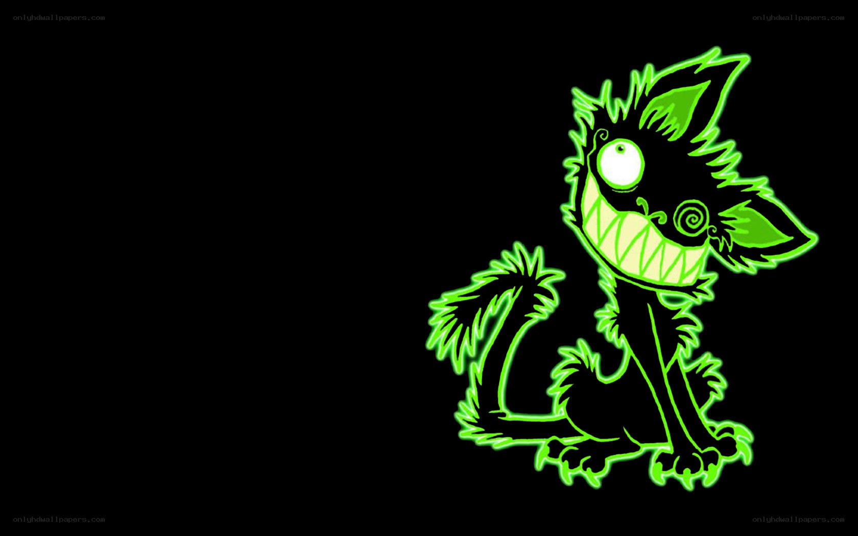 glowing green cartoon creature