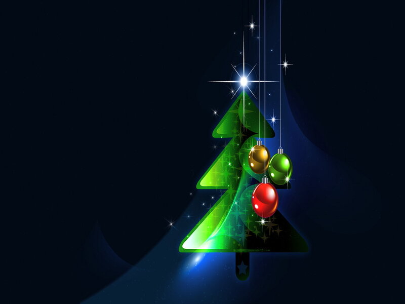 Glowing Green Christmas Tree — Festive, Night, Digital Art
